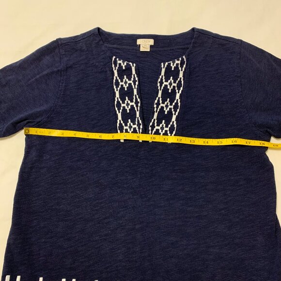 J.Crew Tunic Top. Short Sleeve. 100% Cotton. Blue. Embroidered. Women. Size XS - Picture 5 of 9